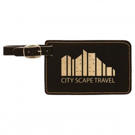 Black/Gold Leatherette Luggage Tag with Logo  Black/Gold Leatherette Luggage Tag with Logo