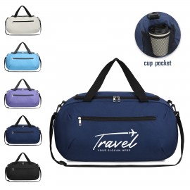 Logo Branded Overnight Duffel Bag With Shoulder Strap