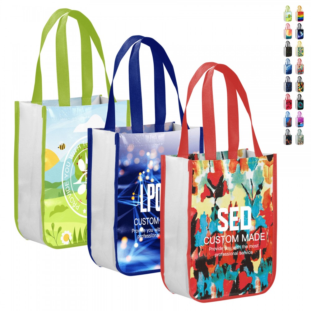 Promotional Fully Customizable 105GSM Round-Corner Laminated Tote Bags (12'' x 16'' x 6'') Promotional Fully Customizable 105GSM Round-Corner Laminated Tote Bags (12'' x 16'' x 6'')