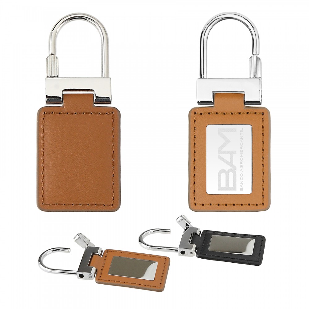 Concord Leather Key Chain - Tan with Logo