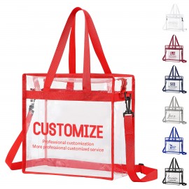 Square Clear PVC Zipper Shopping Tote Bag with Logo