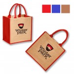 Laminated Jute Bags w/Colored Sides and Handles with Logo
