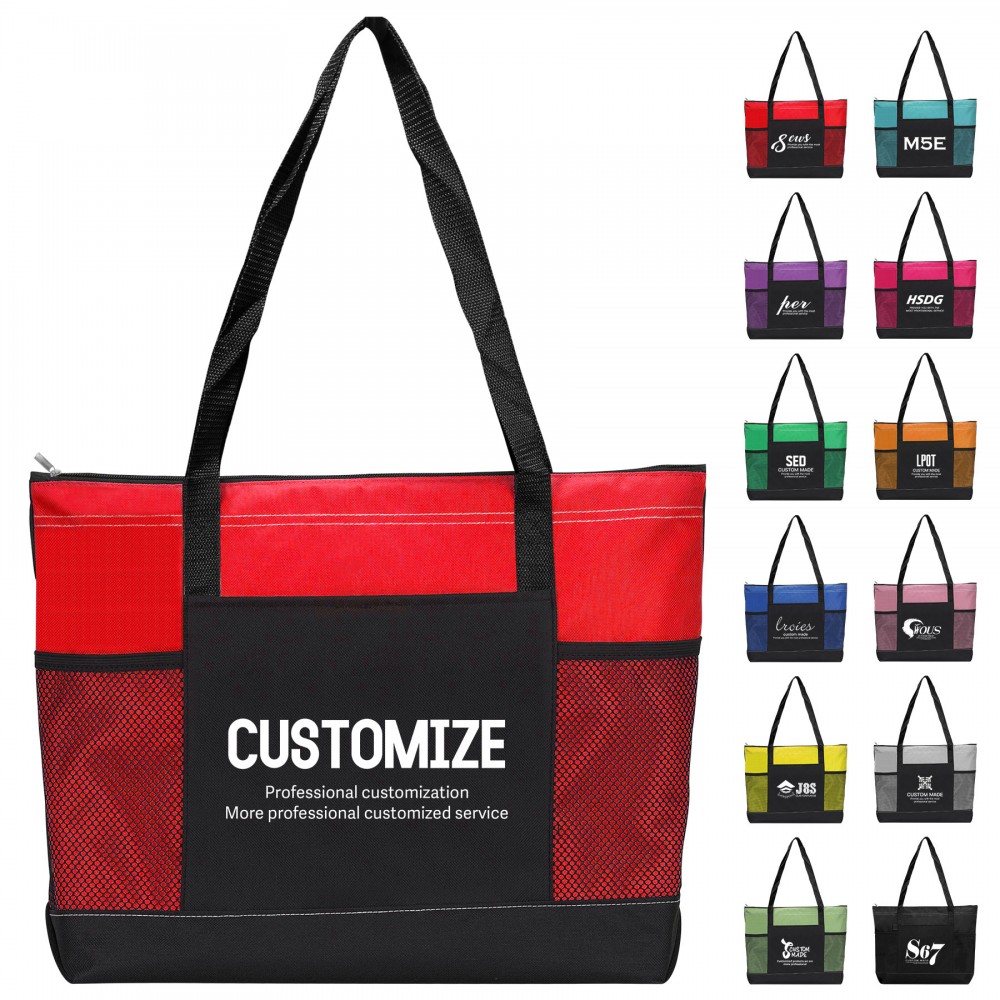Personalized 600D Oxford Tote Bag with Mesh Pocket