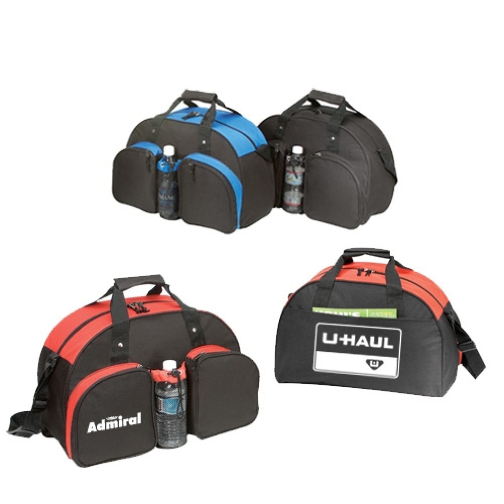 Logo Branded Two Tone Sports Travel Gym Duffel Bag Logo Branded Two Tone Sports Travel Gym Duffel Bag