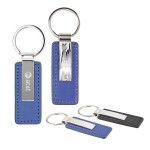 Oceanside Leather Key Chain - Blue with Logo