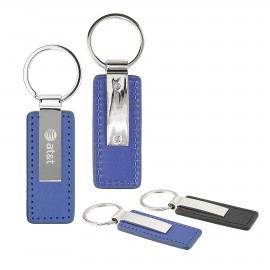 Oceanside Leather Key Chain - Blue with Logo  Oceanside Leather Key Chain - Blue with Logo