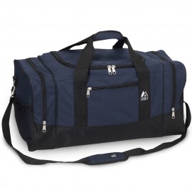 Everest Sporty Duffel Gear Bag, Navy Blue with Logo