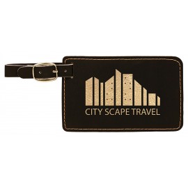 Customized Luggage Tag, Laserable Black-Gold Leatherette 4-1/4" x 2-3/4" Customized Luggage Tag, Laserable Black-Gold Leatherette 4-1/4" x 2-3/4"