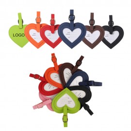 3 1/2" Custom Leather Heart Shaped Suitcase Luggage Tag w/Name Card & Address Label with Logo