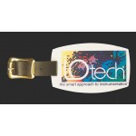 Logo Branded 2" x 3" Aluminum Luggage /Golf Bag Tag w/ a Full Color, Sublimated imprint. Made in the USA.