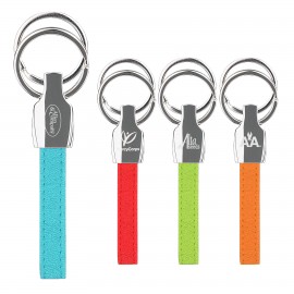 Logo Branded iPosh PU Valet Key Chain - Teal Green