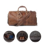 Leather Duffel Bag with Logo