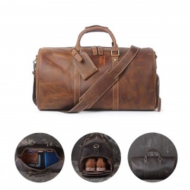 Leather Duffel Bag with Logo  Leather Duffel Bag with Logo