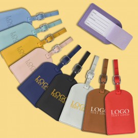 Logo Branded PU Leather Luggage Tags With Logo