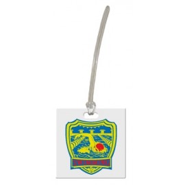 Custom shaped luggage tag - square 1C on colored vinyl with Logo  Custom shaped luggage tag - square 1C on colored vinyl with Logo