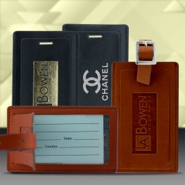 Elite TPU Leather Luggage Tag (English Tan) with Logo  Elite TPU Leather Luggage Tag (English Tan) with Logo