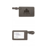 Promotional Luggage Tag, Gray Faux Leather, 4 1/4" x 2 3/4"