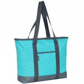 Custom Everest Shopping Tote, Aqua Blue/Gray  Custom Everest Shopping Tote, Aqua Blue/Gray