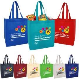 Custom Non Woven Shopper Tote with Bottom Board & With Large Imprint Area  Custom Non Woven Shopper Tote with Bottom Board & With Large Imprint Area