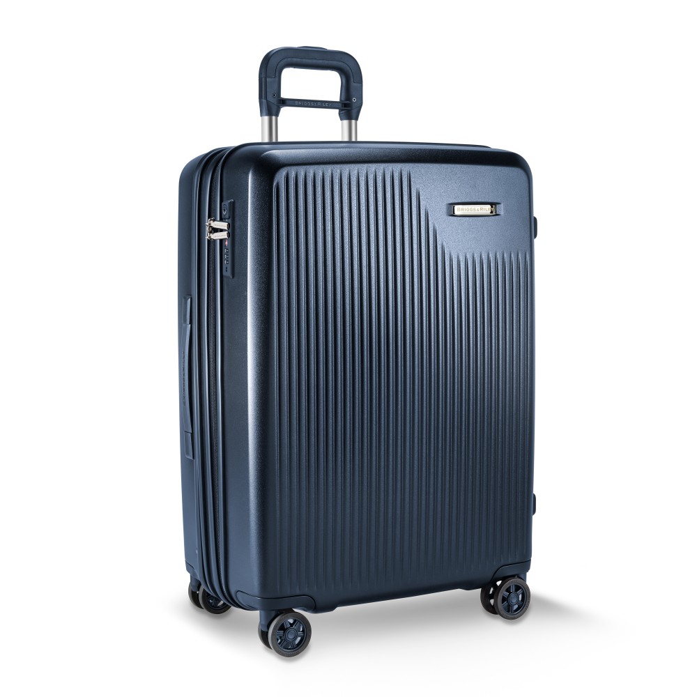 Briggs & Riley Sympatico Medium Expandable Spinner Bag (Navy) with Logo Briggs & Riley Sympatico Medium Expandable Spinner Bag (Navy) with Logo