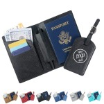 Luggage tag PU leather cross pattern passport with Logo