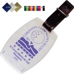 Custom Imprinted 2" x 3" Aluminum Luggage /Golf Bag Tag with an Epoxy Screen Printed imprint. Made in the USA.