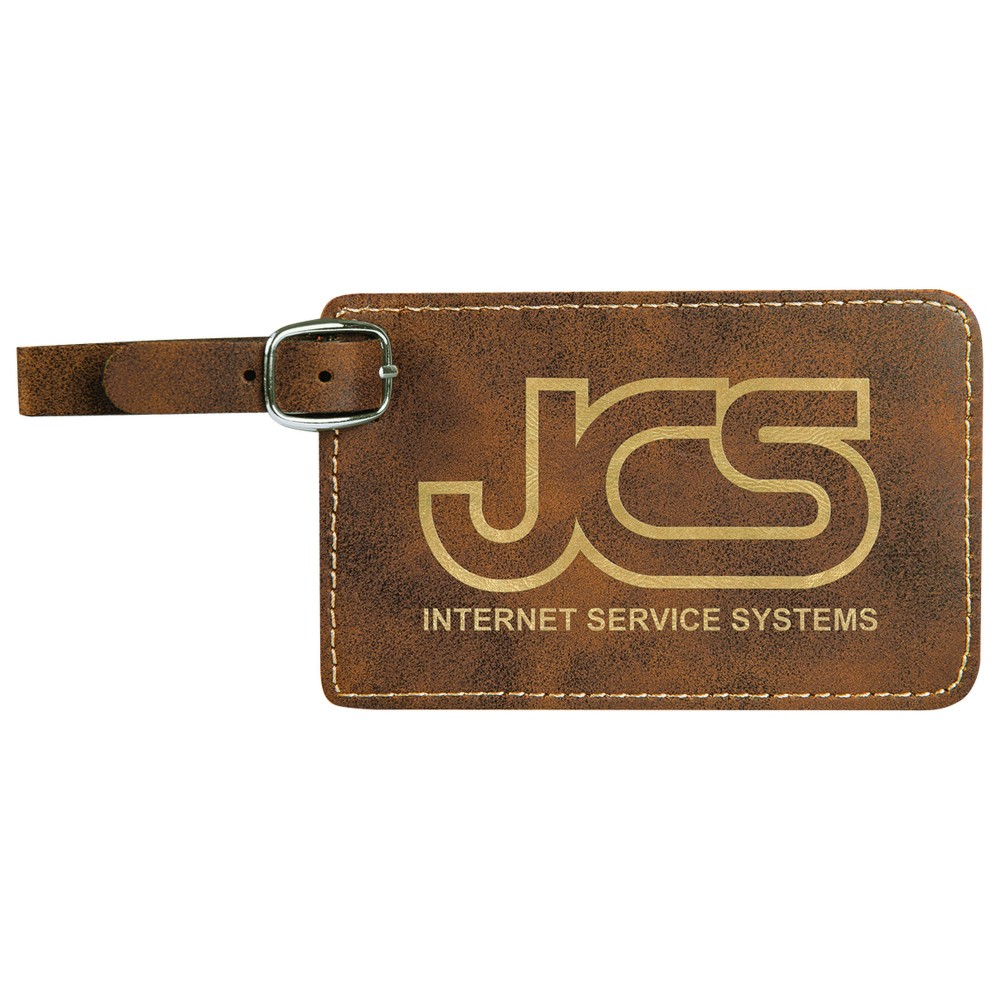 Promotional Rustic/Gold Leatherette Luggage Tag (4.25" x 2.75")