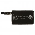 Custom Luggage Tag, Black Faux Leather, 4 1/4" x 2 3/4"