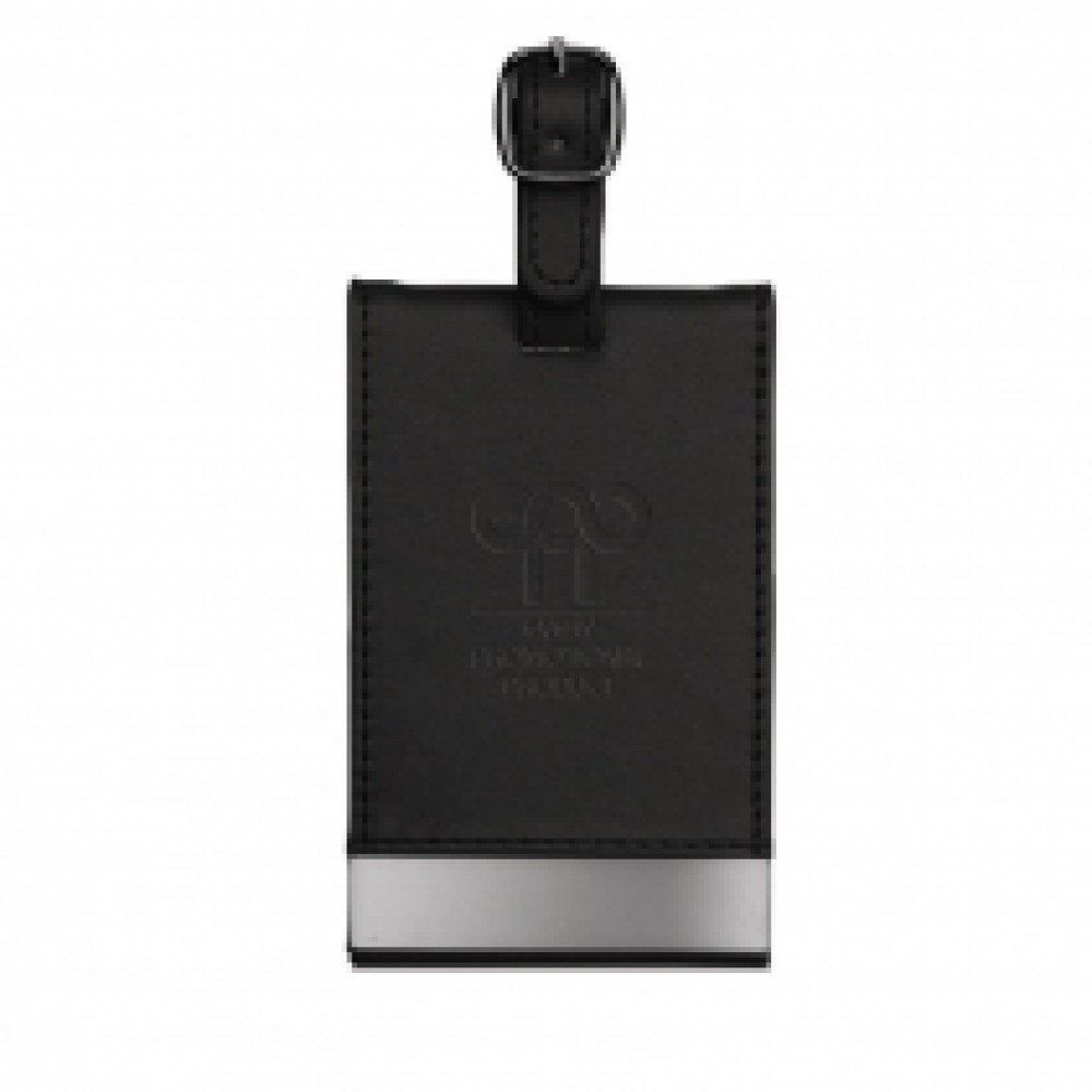 Custom Imprinted Luggage Tag - Faux Leather with Gun Metal Plate Custom Imprinted Luggage Tag - Faux Leather with Gun Metal Plate