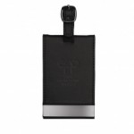 Custom Imprinted Luggage Tag - Faux Leather with Gun Metal Plate