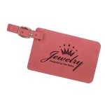 Logo Branded Leatherette Luggage Tag - Pink