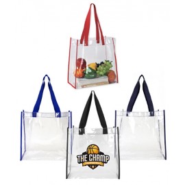 Promotional NFL Approved Clear Open Tote with Webbing Handles