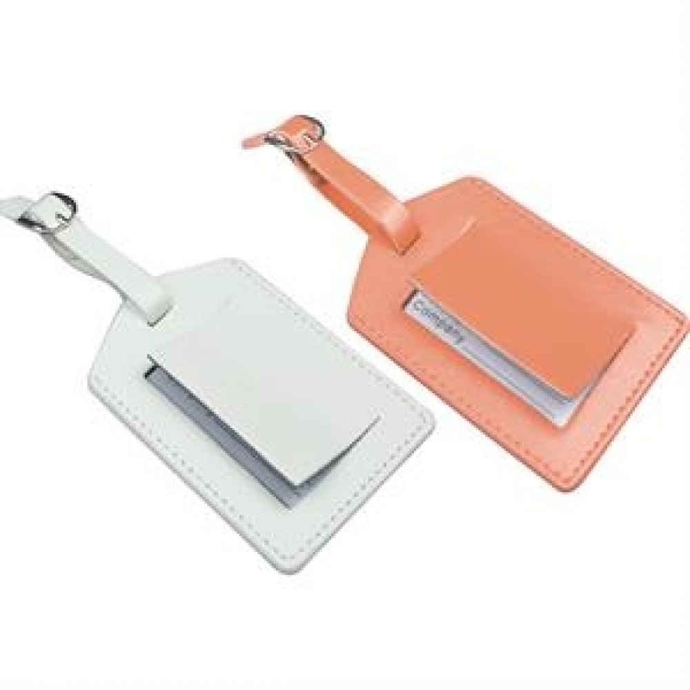 Personalized Long Rectangular Leather Luggage Tag