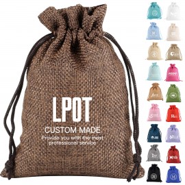 Burlap Drawstring Bag with Logo