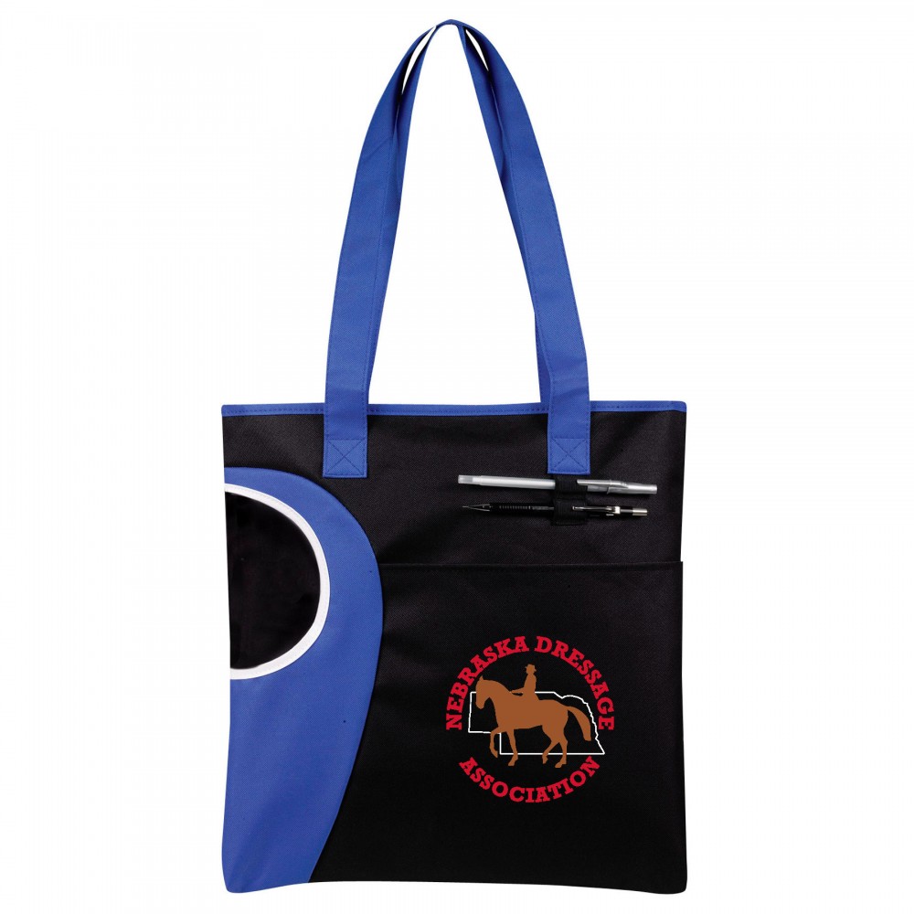 Two Tone Zipper Top Bottle Tote with Logo