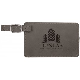 Customized Luggage Tag, Laserable Gray Leatherette 4-1/4" x 2-3/4"  Customized Luggage Tag, Laserable Gray Leatherette 4-1/4" x 2-3/4"