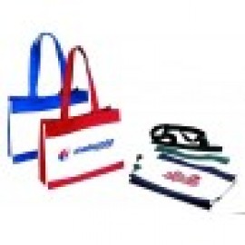 Logo Branded Two Tone Polyester Box Tote  Logo Branded Two Tone Polyester Box Tote