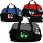 Two Tone Zippered Duffel Bag w/Shoulder Strap with Logo