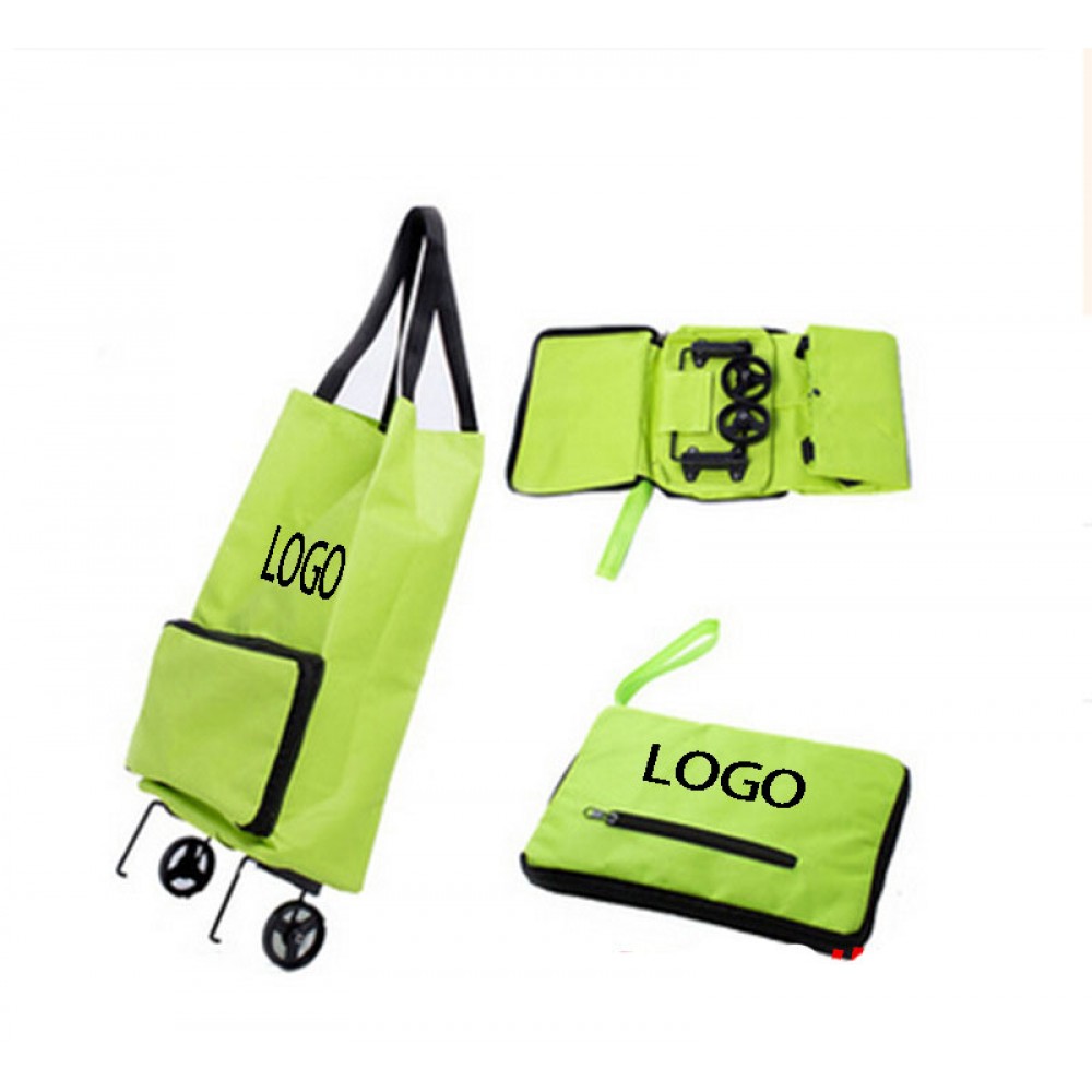 Oxford Foldable Trolley Shopping Lightweight Cart Custom Printed Oxford Foldable Trolley Shopping Lightweight Cart Custom Printed