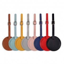 Round Shaped PU Leather Luggage Tags with Logo  Round Shaped PU Leather Luggage Tags with Logo