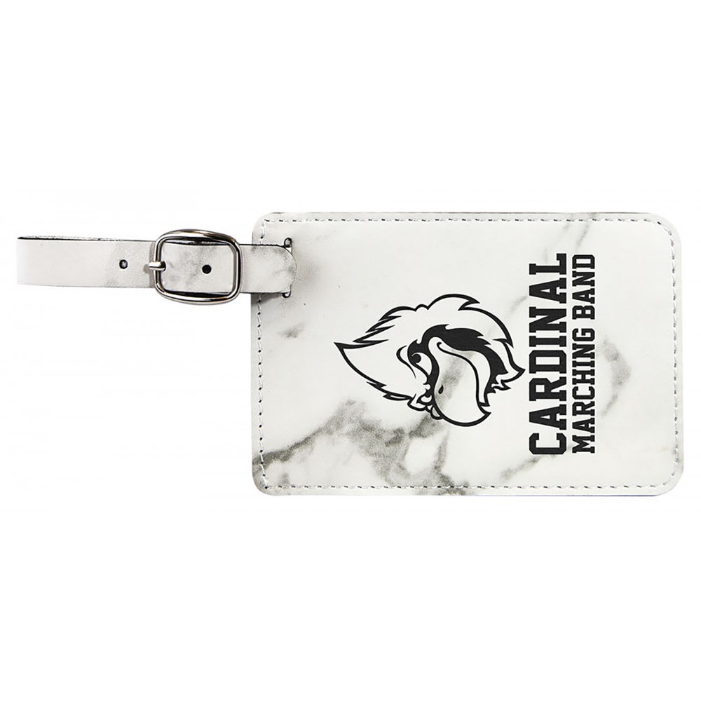 Customized Luggage Tag, Laserable White Marble Leatherette 4-1/4" x 2-3/4" Customized Luggage Tag, Laserable White Marble Leatherette 4-1/4" x 2-3/4"