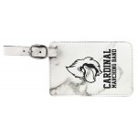 Customized Luggage Tag, Laserable White Marble Leatherette 4-1/4" x 2-3/4"