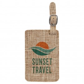4 1/4" x 2 3/4" Burlap Luggage Tag with Logo