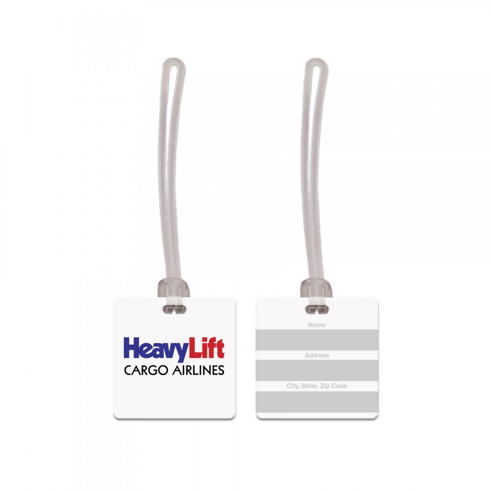 USA Made Square Vinyl Luggage Tag with Logo