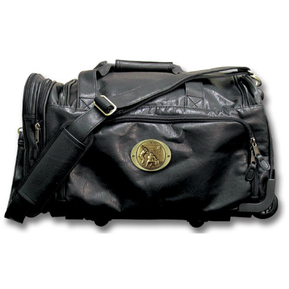 Leatherette Sport Locker Bag (Wheeled) W/ Logoed Medallion (Die Struck) Logo Branded Leatherette Sport Locker Bag (Wheeled) W/ Logoed Medallion (Die Struck) Logo Branded