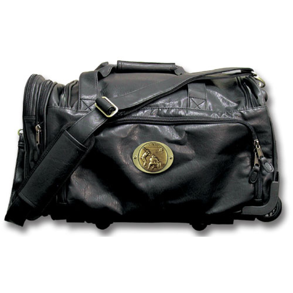 Leatherette Sport Locker Bag (Wheeled) W/ Logoed Medallion (Die Struck) Logo Branded