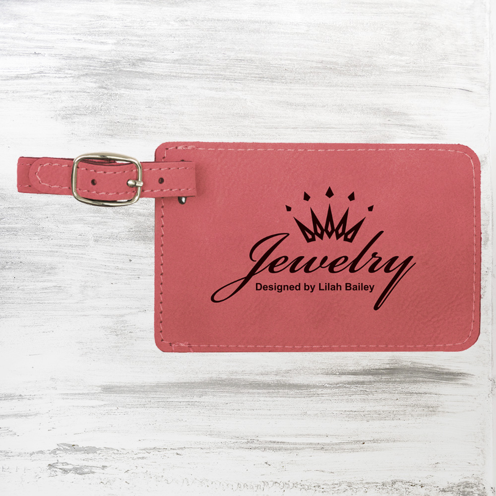 Custom Printed Pink Leatherette Luggage Tag