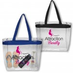 Clear Plastic Tote Bag w/ Colored Handles with Logo