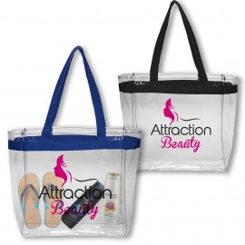 Clear Plastic Tote Bag w/ Colored Handles with Logo  Clear Plastic Tote Bag w/ Colored Handles with Logo