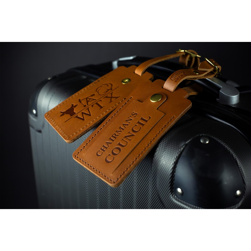 Customized Full-Grain leather Luggage Tag with snap / brass hardware / made in USA Customized Full-Grain leather Luggage Tag with snap / brass hardware / made in USA